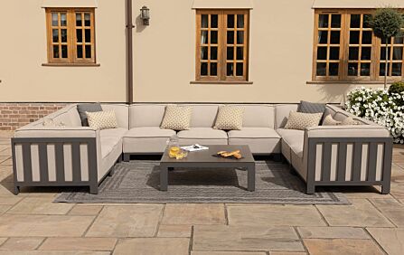 Maze Ibiza U Shape Garden Sofa Set with Square Coffee Table - Oatmeal-FB-IBIZ-USCSS-OT 1