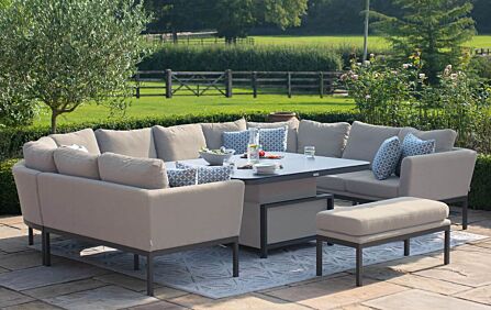 Maze Pulse U Shape Garden Sofa Set With Rising Table - Oatmeal-FB-PUL-USD-OT 1