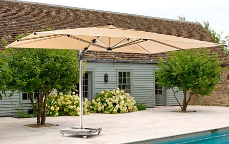Bramblecrest Worcester 4m x 3m Rectangle Cantilever LED Parasol Sand with Cover -SPSLP15 1