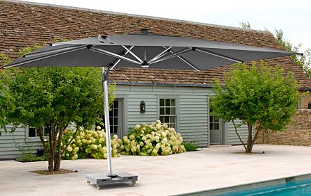 Bramblecrest Worcester 4m x 3m Rectangle Cantilever LED Grey Parasol with Cover -SPGLP15 1