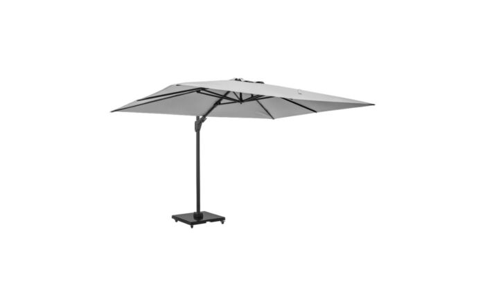 Platinum Challenger Luna Grey T2 3.5 x 2.6m Rectangular Free Arm Parasol With 90kg Wheeled Base-18-304-LG & 18-125