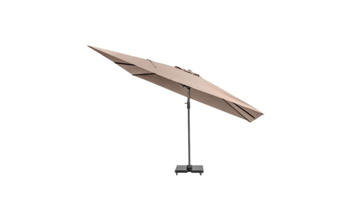 Platinum Taupe Challenger T2 3.5 x 2.6m Rectangular Free Arm Parasol With 90kg Wheeled Base-18-304-TA & 18-125