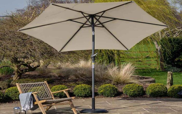 Platinum Riva 3m Round Champagne Parasol with 25kg Base-18-119-CH / 18-205-25