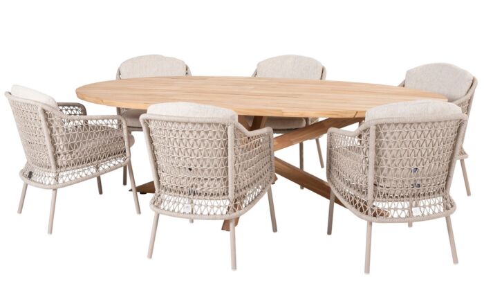 4 Seasons Outdoor Puccini 6 Seat Garden Dining Set With Ellipse Table-213935/91219/91420