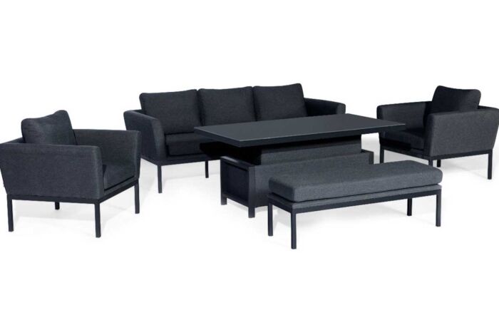 Maze Pulse Three Seat Garden Sofa Set with Rising Table - Charcoal-FB-PUL-3SD-ST