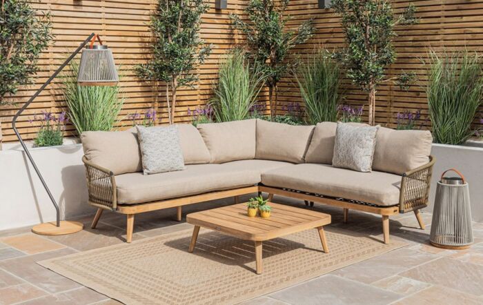 Maze Bali Rope Corner Sofa Garden Furniture Set - Sandstone-BALI-CSS-GR-OT