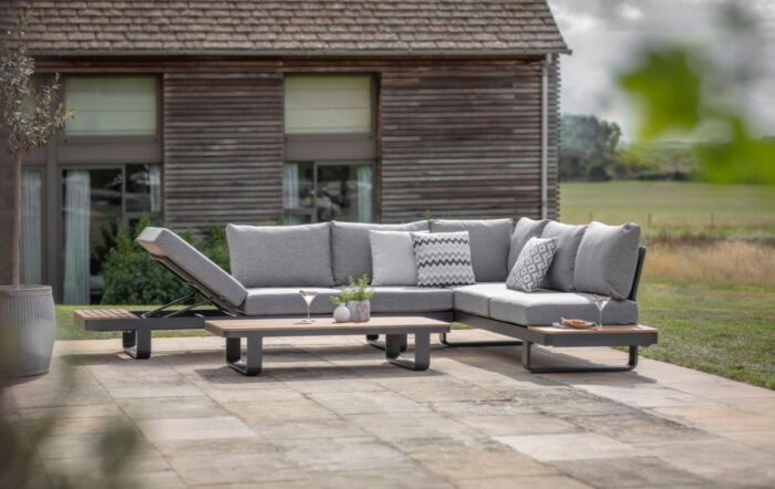 Bramblecrest Brooklyn L-Shape Outdoor Sofa with Rectangle Coffee Table - Anthracite-X26BKAM02 1