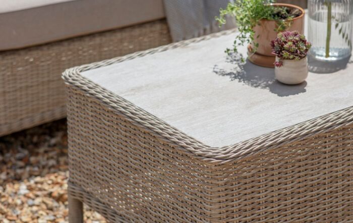 Bramblecrest Chedworth Garden 2 Seat Sofa with 2 Armchairs and Rectangle Coffee Table - Sandstone-X21WCWCS2C