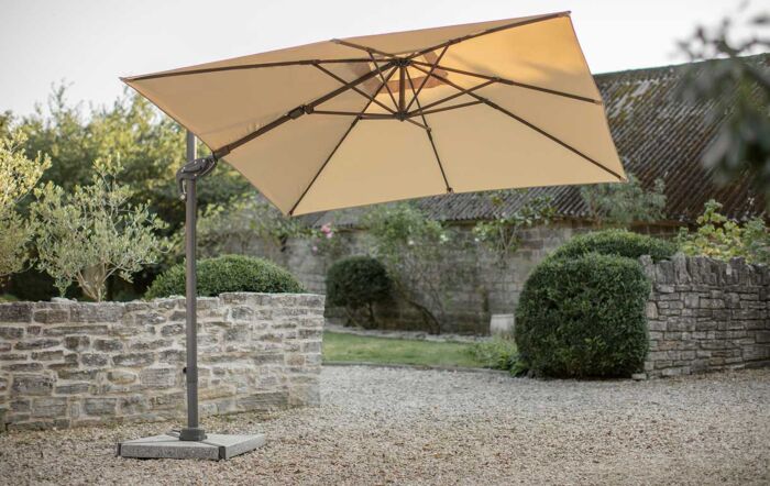 Bramblecrest Lichfield 2.7m Square Parasol with Granite Base & Protective Cover - Sand-X18PG27SQ1
