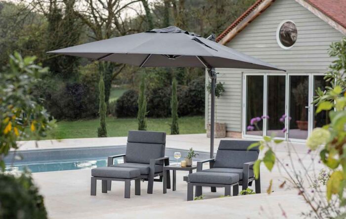 Bramblecrest Lichfield 2.7m Square Parasol with Granite Base & FREE Protective Cover - Grey
