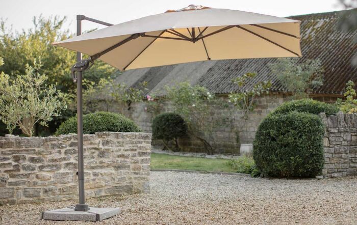 Bramblecrest Lichfield 2.7m Square Parasol with Granite Base & Protective Cover - Sand-X18PG27SQ1