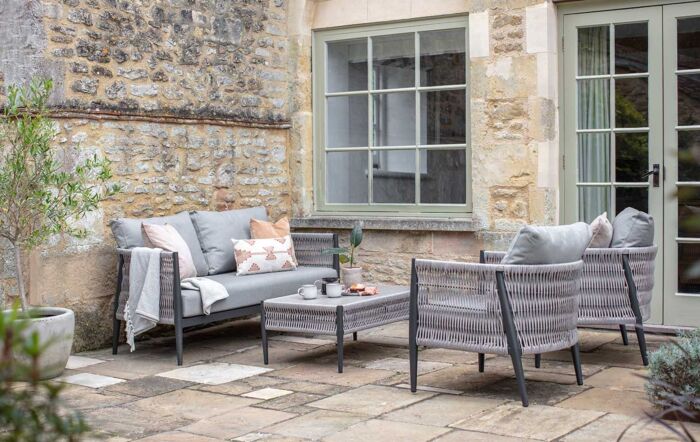 Bramblecrest Mauritius Two Seater Garden Sofa Set with Coffee Table - Grey -ARMASS1