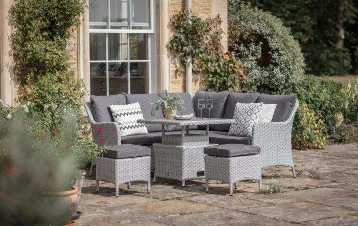 Bramblecrest Tetbury Mini Rattan Corner Sofa Set with Adjustable Table - Graphite-X26TYGM01 1