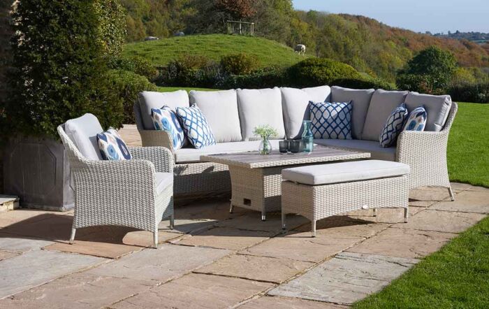 Bramblecrest Tetbury Rattan Corner Sofa Set with Adjustable Tree-Free Table and Armchair - Nutmeg-X20WKNMS4NWJ 1