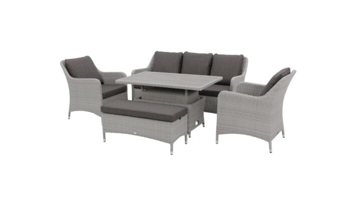 Bramblecrest Tetbury 3 Seat Garden Sofa Set with Adjustable Table & Tree-Free Top - Graphite-X26TYGM04