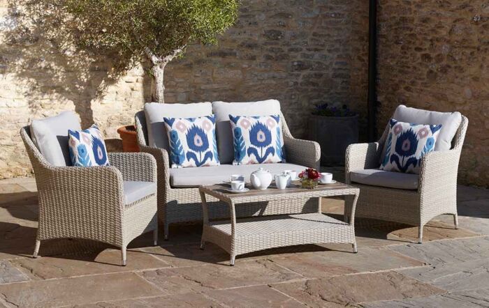 Bramblecrest Tetbury Two Seat Garden Sofa Set with Tree-Free Coffee Table - Nutmeg