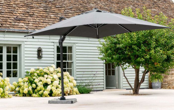 Bramblecrest Truro 3M Square LED Parasol Grey Including Granite Base - FREE cover-X18PG30Q03