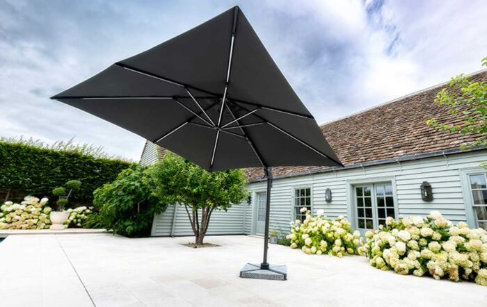 Bramblecrest Truro 3M Square LED Parasol Grey Including Granite Base - FREE cover-X18PG30Q03