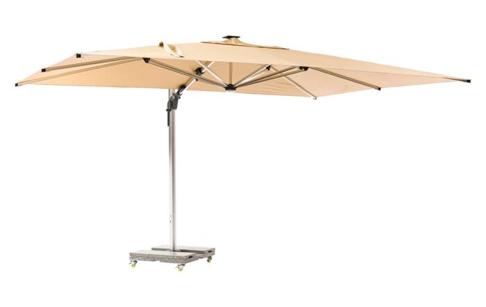 Bramblecrest Worcester 4m x 3m Rectangle Cantilever LED Parasol Sand with Cover -SPSLP15