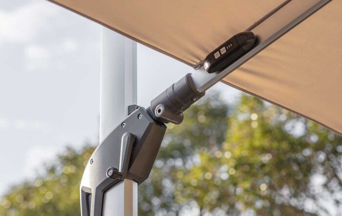 Bramblecrest Worcester 4m x 3m Rectangle Cantilever LED Parasol Sand with Cover -SPSLP15