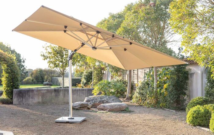 Bramblecrest Worcester 4m x 3m Rectangle Cantilever LED Parasol Sand with Cover -SPSLP15