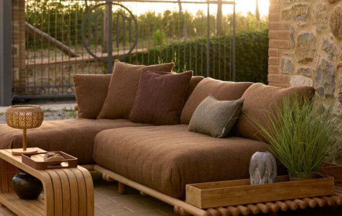 Cane-Line Sticks Platform Outdoor Teak Corner Sofa - Umber Brown-F55820T-55820Y-55820B 1