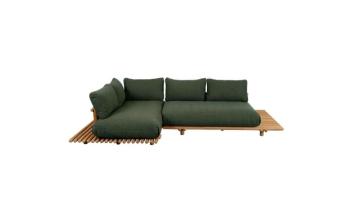 Cane-Line Sticks Platform Teak Outdoor Corner Sofa - Dark Green-STICKSPLATFY156T 1 1