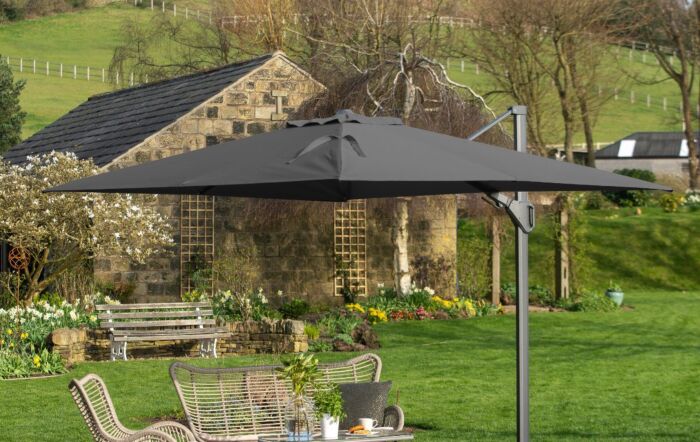 Platinum Challenger Anthracite T2 3.5 x 2.6m Rectangular Free Arm Parasol With 90kg Wheeled Base