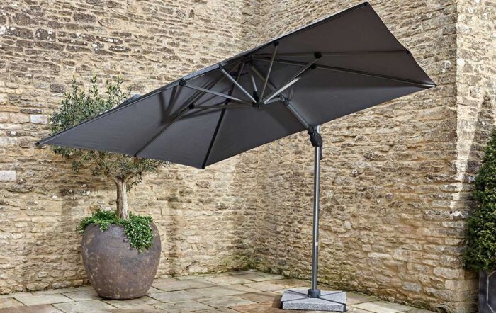 Bramblecrest Chichester 3M Square Parasol with Granite Base and FREE Cover - Grey