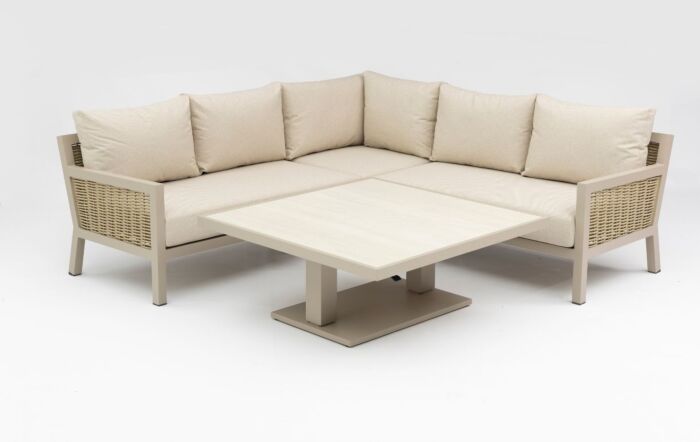 JB Furniture Conrad Square Adjustable Garden Corner Sofa Dining Set - Latte-CW-AS090