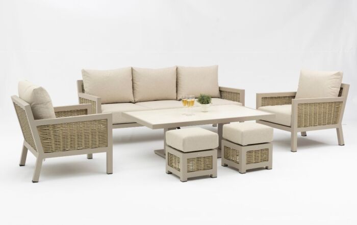 JB Furniture Conrad Three Seat Adjustable Garden Sofa Set - Latte-CW-AR212B