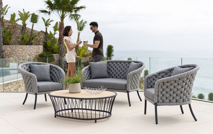 Alexander Rose Cordial Luxe Woven Garden Lounge Set-Grey