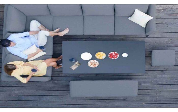 Maze Pulse Corner Sofa Dining Set with Rectangular Adjustable Table - Flanelle -FB-PUL-RCD-FL-1