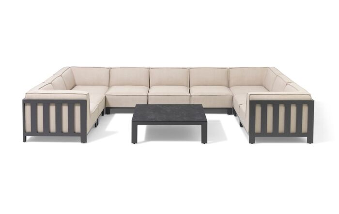 Maze Ibiza U Shape Garden Sofa Set with Square Coffee Table - Oatmeal-FB-IBIZ-USCSS-OT