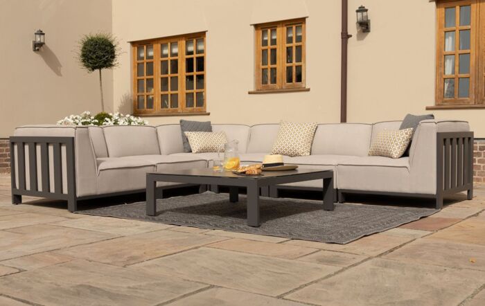 Maze Ibiza Medium Corner Outdoor Sofa with Square Coffee Table - Oatmeal-FB-IBIZ-MCSS-OT