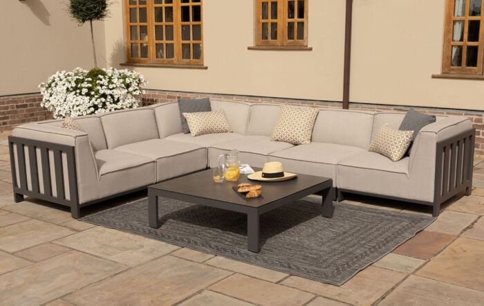 Maze Ibiza Medium Corner Outdoor Sofa with Square Coffee Table - Oatmeal