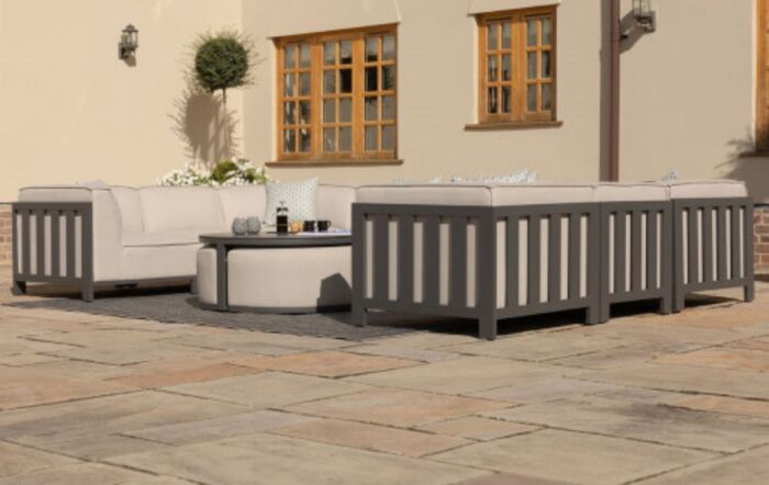 Maze Ibiza U Shape Sofa Set With Round Coffee Table - Oatmeal-FB-IBIZ-USCSS-R-OT