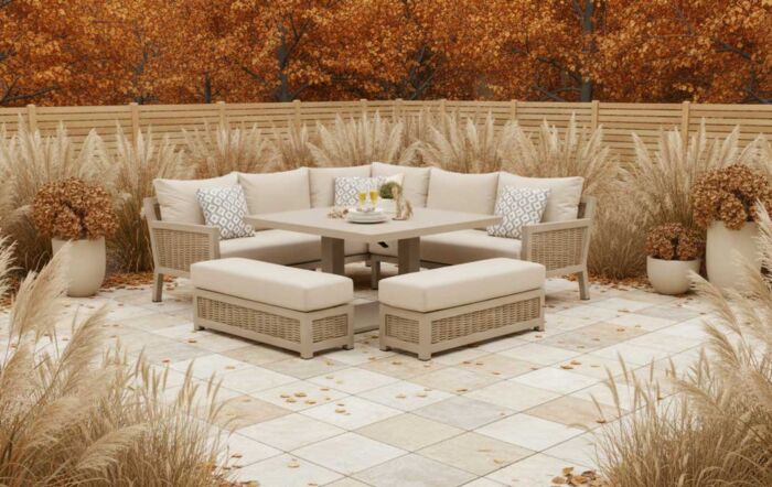 JB Furniture Conrad Square Adjustable Garden Corner Sofa Dining Set - Latte-CW-AS090