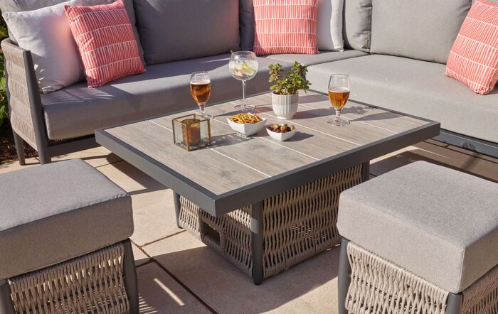 Bramblecrest Mauritius Mini Garden Corner Sofa with Mini Adjustable Table - Eco Cobble-X23AMAMCDT3