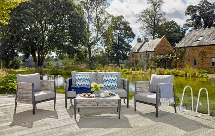 Bramblecrest Mauritius Two Seater Garden Sofa Set with Coffee Table - Grey -ARMASS1