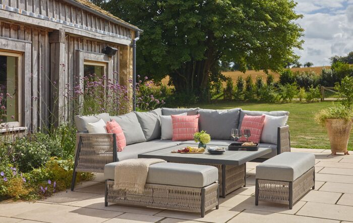 Bramblecrest Mauritius Square Adjustable Garden Corner Sofa Set - Grey-X22AMAMCDT1