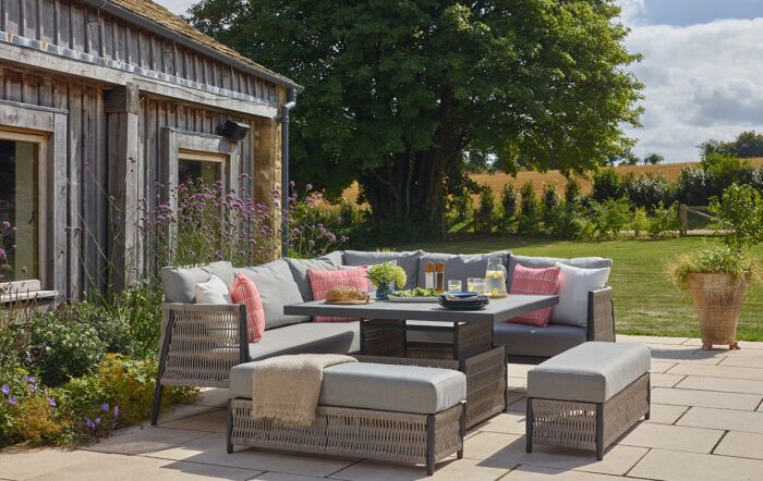 Bramblecrest Mauritius Square Adjustable Garden Corner Sofa Set - Grey