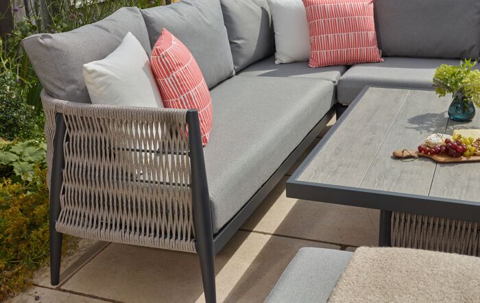 Bramblecrest Mauritius Square Adjustable Garden Corner Sofa Set - Grey-X22AMAMCDT1
