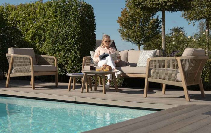 Maze Martinique Two Seat Garden Sofa Set - Light Brown-MART-2SLS-LB