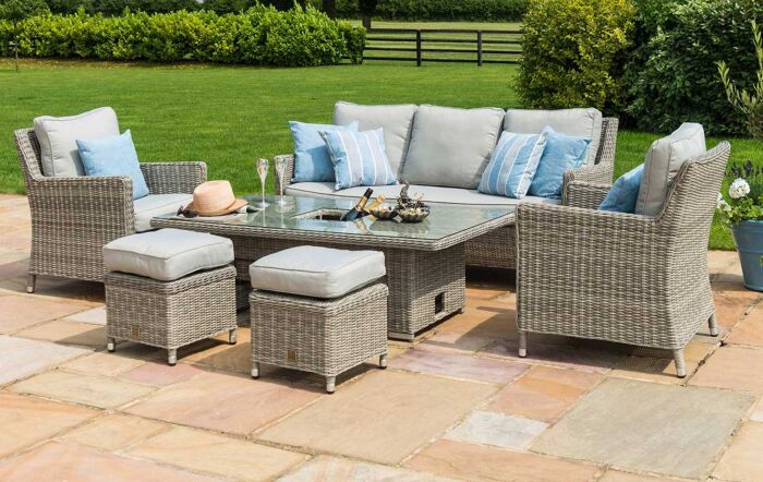 Maze Oxford Garden Sofa Dining Set with Adjustable Table - Grey-OXF-V-205534-1