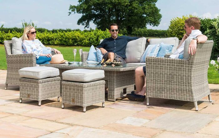 Maze Oxford Garden Sofa Dining Set with Adjustable Table - Grey-OXF-V-205534-1