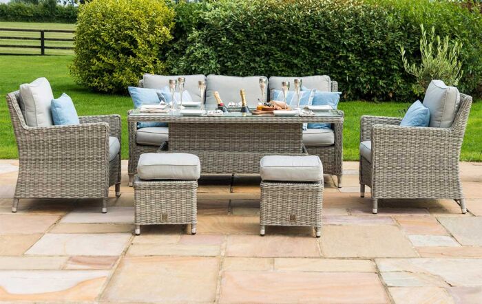 Maze Oxford Garden Sofa Dining Set with Adjustable Table - Grey-OXF-V-205534-1 1