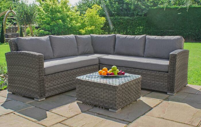 Maze Victoria Small Garden Corner Sofa Set - Grey-VIC-503020