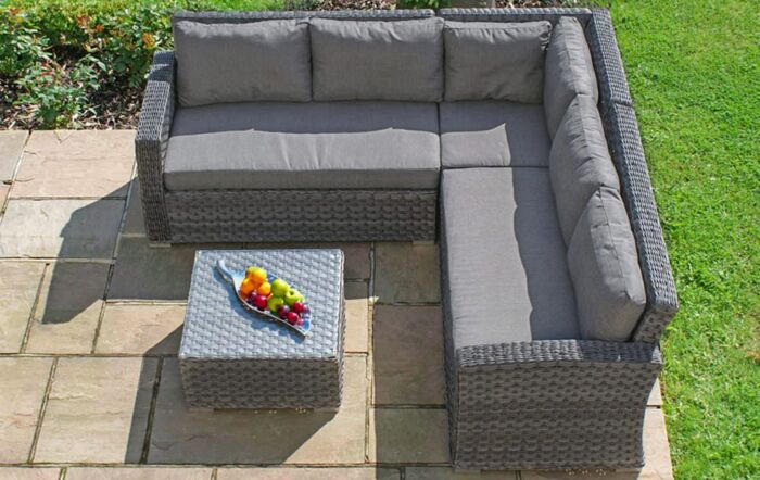 Maze Victoria Small Garden Corner Sofa Set - Grey-VIC-503020