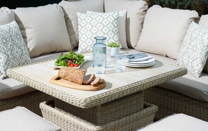 Bramblecrest Monterey Sandstone Mini Corner Garden Sofa Set with Adjustable Table-X21WSMOMS2RJ